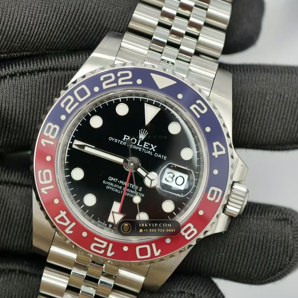 Rolex GMT-Master II Pepsi Red & Blue Cerachrom Ref. 126710BLRO — Private Vault Edition — Studio Gallery Plate III in 904L Stainless Steel Custom Architecture (143.3g Verified Mass, Rolex Manufacture Cal. 3285 - 70h Power Reserve)
