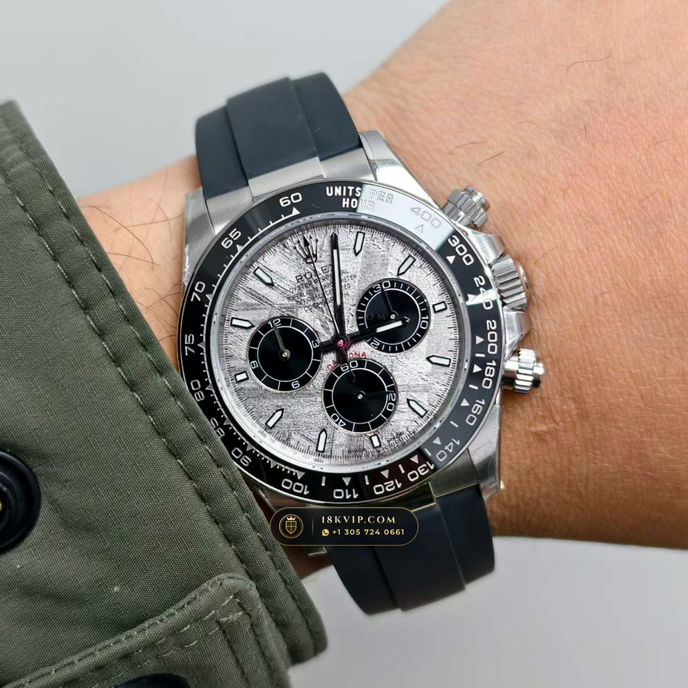 Rolex Cosmograph Daytona Gibeon Meteorite Dial 18K White Gold Chronometer Regulated Spec Ref. 126519LN — Private Vault Edition — Studio Gallery Plate VIII in 18K White Gold Au750 (160.5g Verified Mass, Rolex Manufacture Cal. 4131 - 72h Power Reserve)