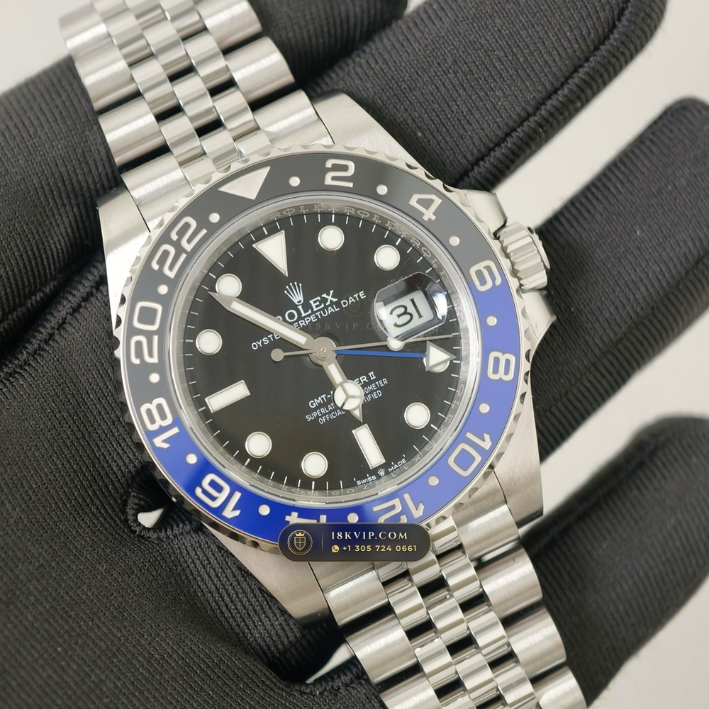 Rolex GMT-Master II Batgirl Blue & Black Jubilee Ref. 126710BLNR — Private Vault Edition — Studio Gallery Plate II in 904L Stainless Steel Custom Architecture (143.3g Verified Mass, Rolex Manufacture Cal. 3285 - 70h Power Reserve)