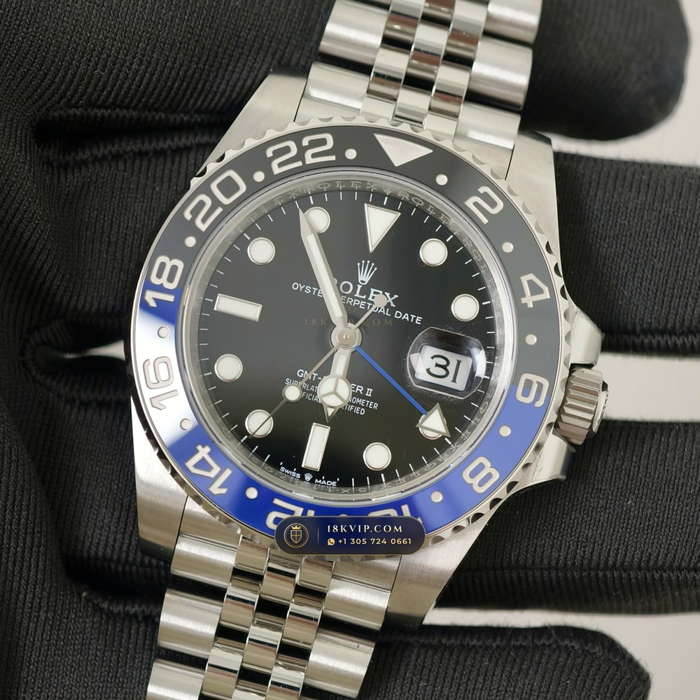 Rolex GMT-Master II Batgirl Blue & Black Jubilee Ref. 126710BLNR — Private Vault Edition — Studio Gallery Plate III in 904L Stainless Steel Custom Architecture (143.3g Verified Mass, Rolex Manufacture Cal. 3285 - 70h Power Reserve)