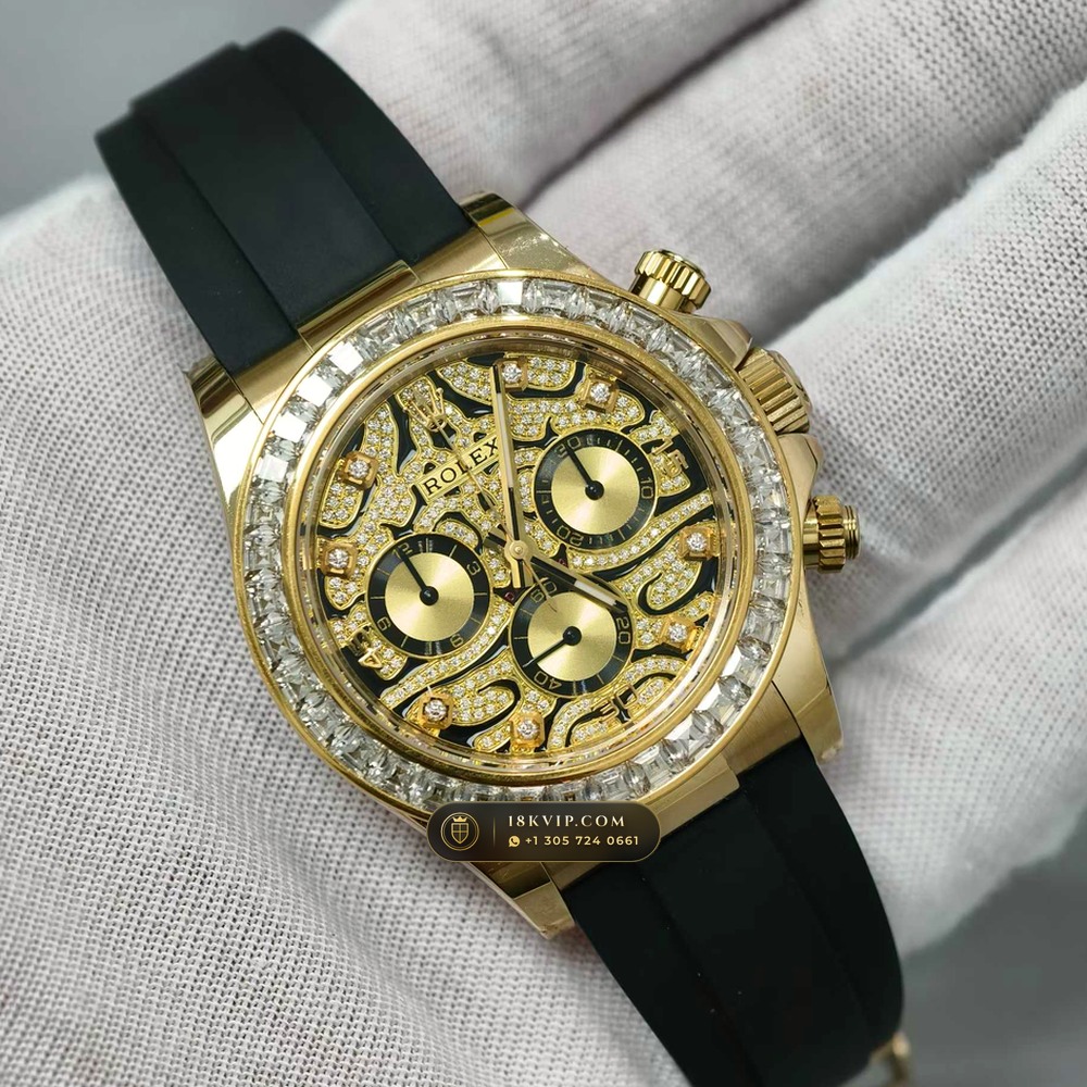 Rolex Cosmograph Daytona Eye of the Tiger Diamond Dial 18K Yellow Gold Ref. 116588TBR — Private Vault Edition — Studio Gallery Plate II in 18K Yellow Gold Au750 (160.7g Verified Mass, Rolex Manufacture Cal. 4130 - 72h Power Reserve)