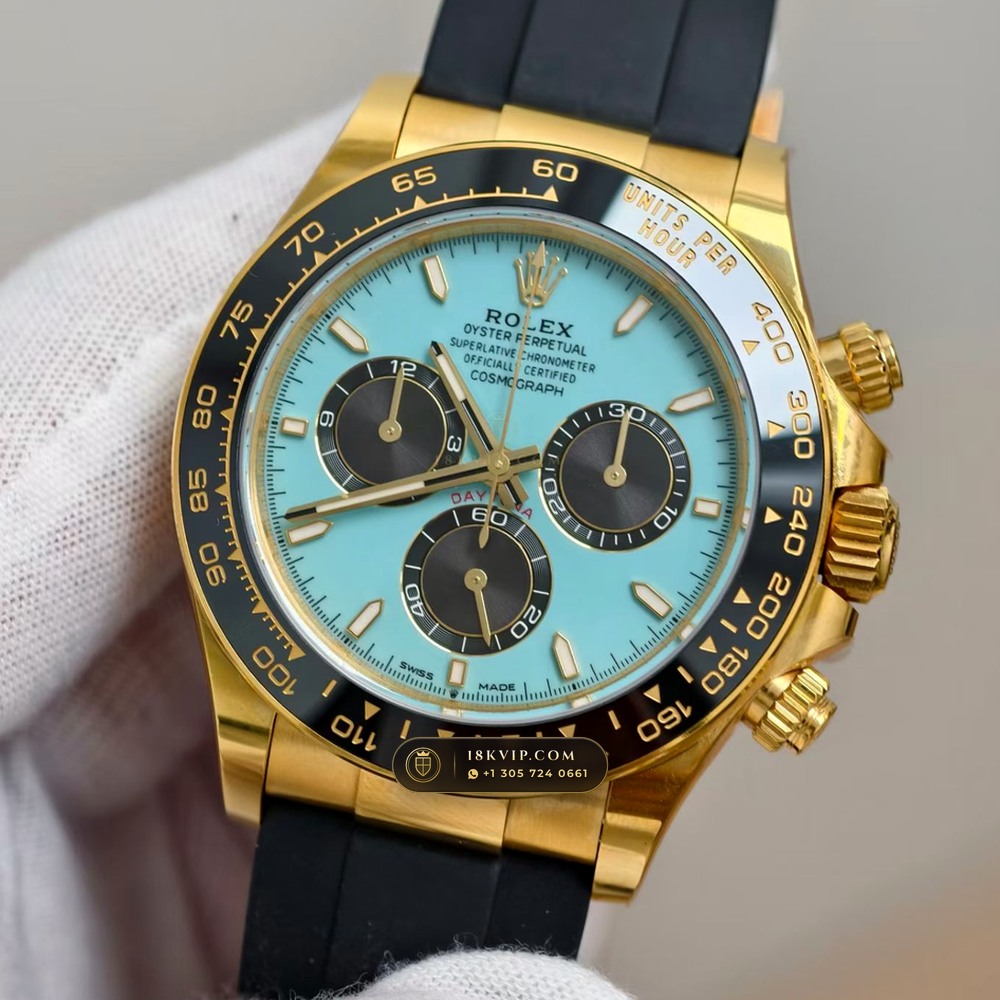 Rolex Cosmograph Daytona Tiffany Blue Dial 18K Yellow Gold Ref. 126518LN — Private Vault Edition — Studio Gallery Plate III in 18K Yellow Gold Au750 (160.5g Verified Mass, Rolex Manufacture Cal. 4131 - 72h Power Reserve)
