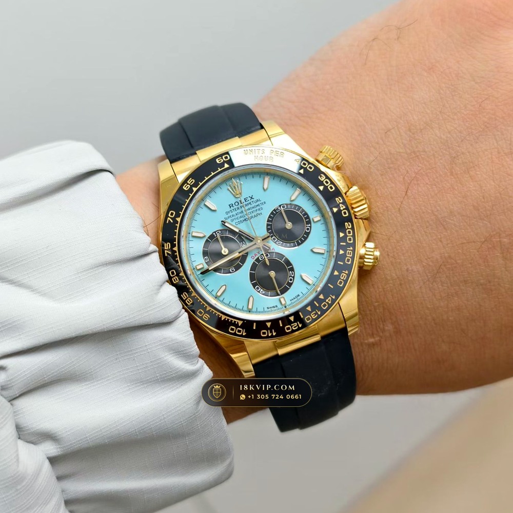 Rolex Cosmograph Daytona Tiffany Blue Dial 18K Yellow Gold Ref. 126518LN — Private Vault Edition — Studio Gallery Plate VIII in 18K Yellow Gold Au750 (160.5g Verified Mass, Rolex Manufacture Cal. 4131 - 72h Power Reserve)