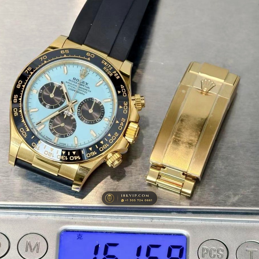 Rolex Cosmograph Daytona Tiffany Blue Dial 18K Yellow Gold Ref. 126518LN — Private Vault Edition — Studio Gallery Plate IX in 18K Yellow Gold Au750 (160.5g Verified Mass, Rolex Manufacture Cal. 4131 - 72h Power Reserve)
