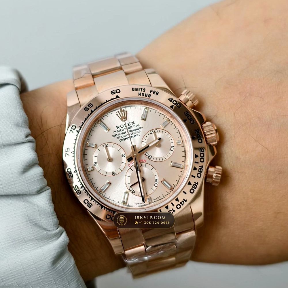 Rolex Cosmograph Daytona 18K Everose Gold Hand-Finished Buff Dial Deep Crystal Optics Ref. 116505 — Private Vault Edition — Studio Gallery Plate VIII in 18K Rose Gold Au750 (216.1g Verified Mass, Rolex Manufacture Cal. 4130 - 72h Power Reserve)