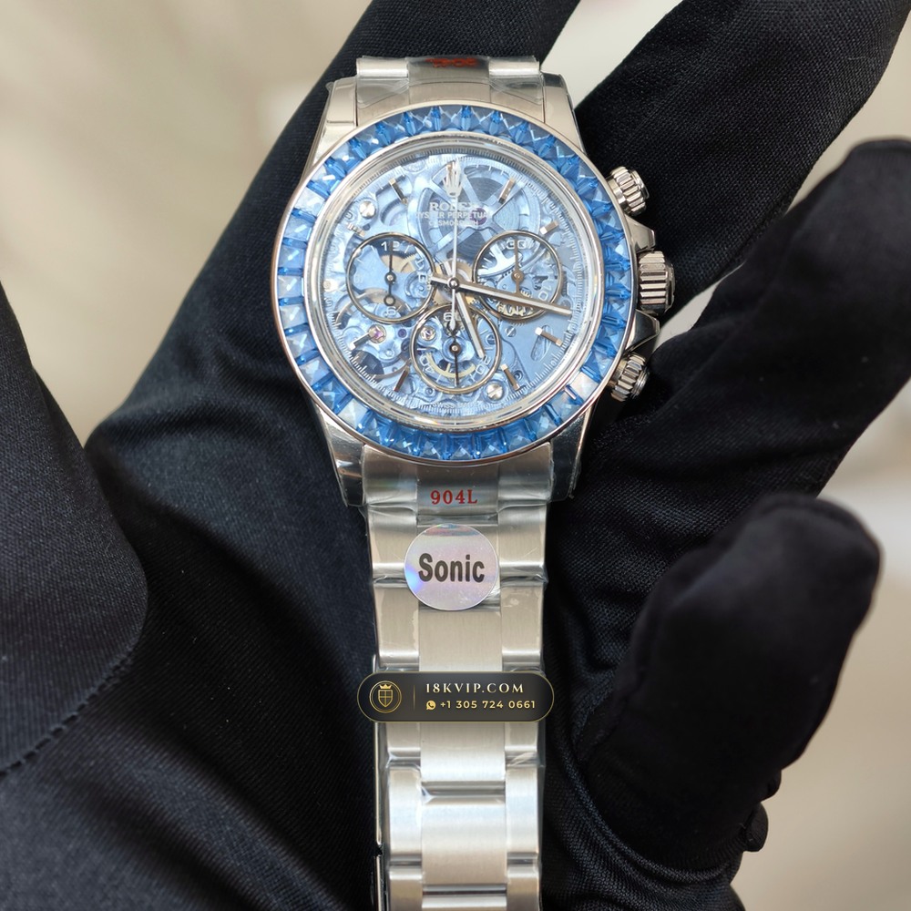 Rolex Cosmograph Daytona Artisans de Geneve Skeleton Edition Ice-Blue Sunray Dial Ref. 116500LN — Private Vault Edition — Studio Gallery Plate II in 904L Stainless Steel Custom Architecture (143.7g Verified Mass, Rolex Manufacture Cal. 4130 - 72h Power Reserve)