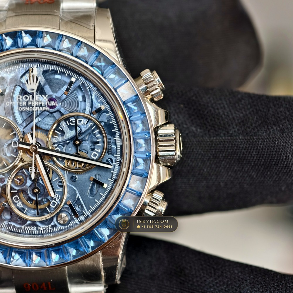 Rolex Cosmograph Daytona Artisans de Geneve Skeleton Edition Ice-Blue Sunray Dial Ref. 116500LN — Private Vault Edition — Studio Gallery Plate III in 904L Stainless Steel Custom Architecture (143.7g Verified Mass, Rolex Manufacture Cal. 4130 - 72h Power Reserve)