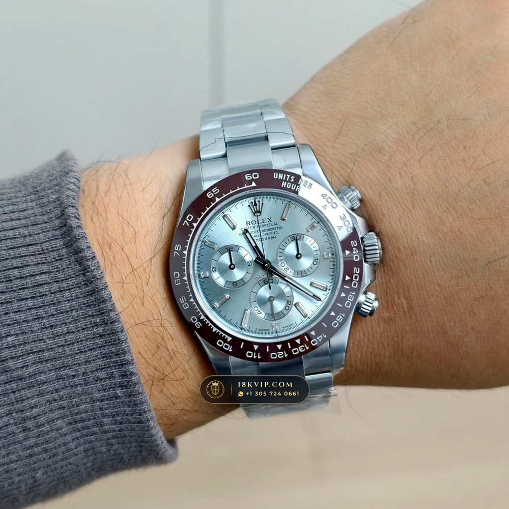 Rolex Cosmograph Daytona Ice-Blue Sunray Dial 950 Platinum Ref. 116506 — Private Vault Edition — Studio Gallery Plate VI in 950 Platinum Pt950 (281.9g Verified Mass, Rolex Manufacture Cal. 4130 - 72h Power Reserve)
