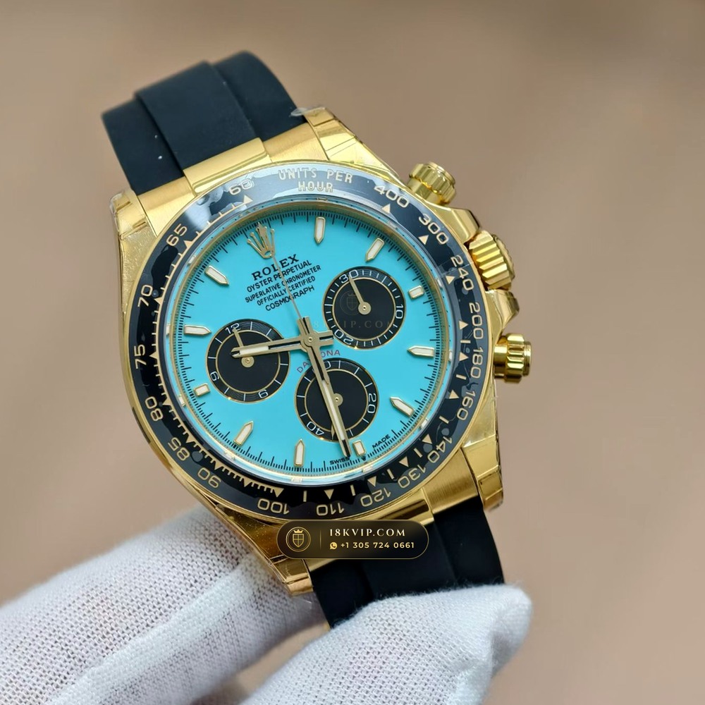 Rolex Cosmograph Daytona Tiffany Blue Dial 18K Yellow Gold Geneva Atelier Spec Ref. 126518LN — Private Vault Edition — Studio Gallery Plate II in 18K Yellow Gold Au750 (160.2g Verified Mass, Rolex Manufacture Cal. 4131 - 72h Power Reserve)