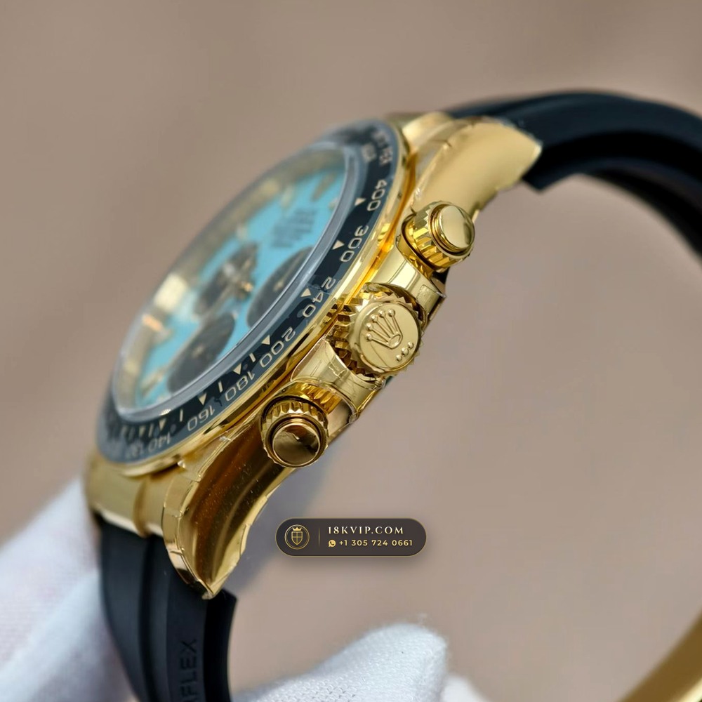 Rolex Cosmograph Daytona Tiffany Blue Dial 18K Yellow Gold Geneva Atelier Spec Ref. 126518LN — Private Vault Edition — Studio Gallery Plate V in 18K Yellow Gold Au750 (160.2g Verified Mass, Rolex Manufacture Cal. 4131 - 72h Power Reserve)
