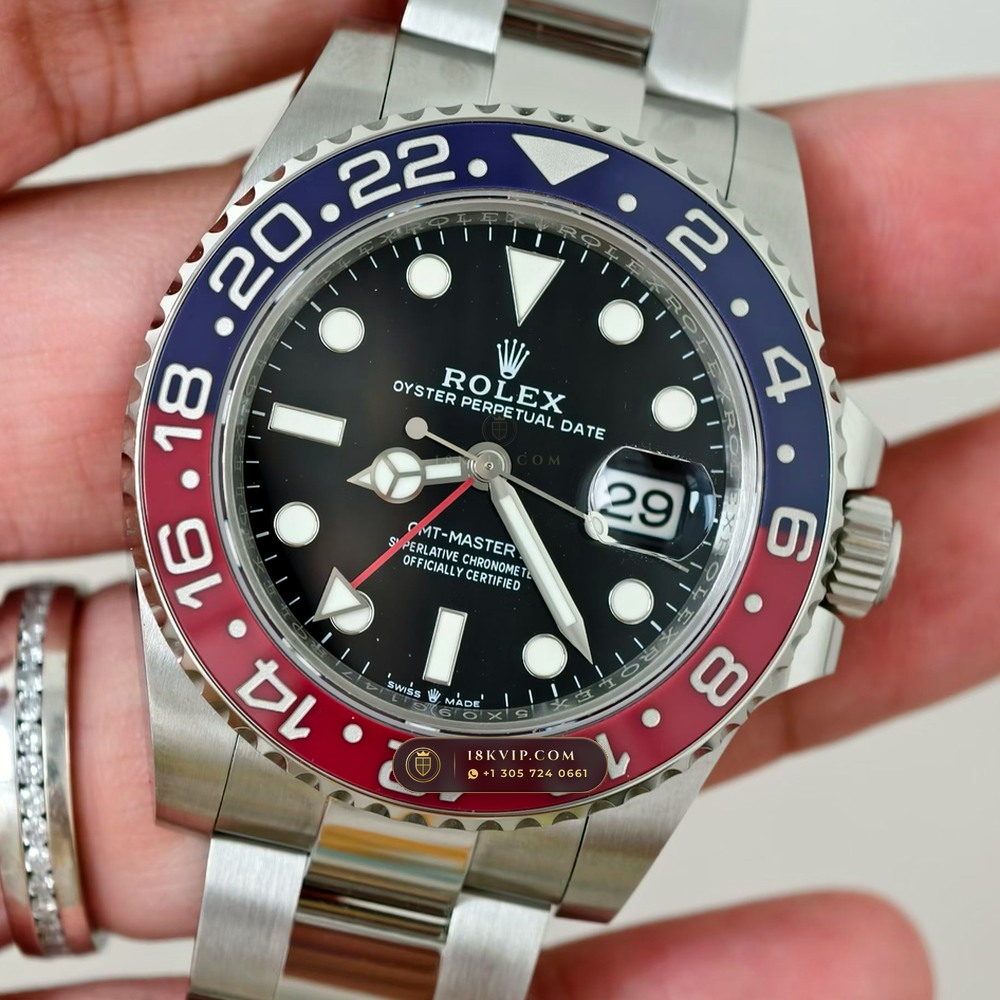 Rolex GMT-Master II Pepsi Red & Blue Cerachrom Geneva Atelier Spec Ref. 126710BLRO — Private Vault Edition — Studio Gallery Plate III in 904L Stainless Steel Custom Architecture (143.8g Verified Mass, Rolex Manufacture Cal. 3285 - 70h Power Reserve)