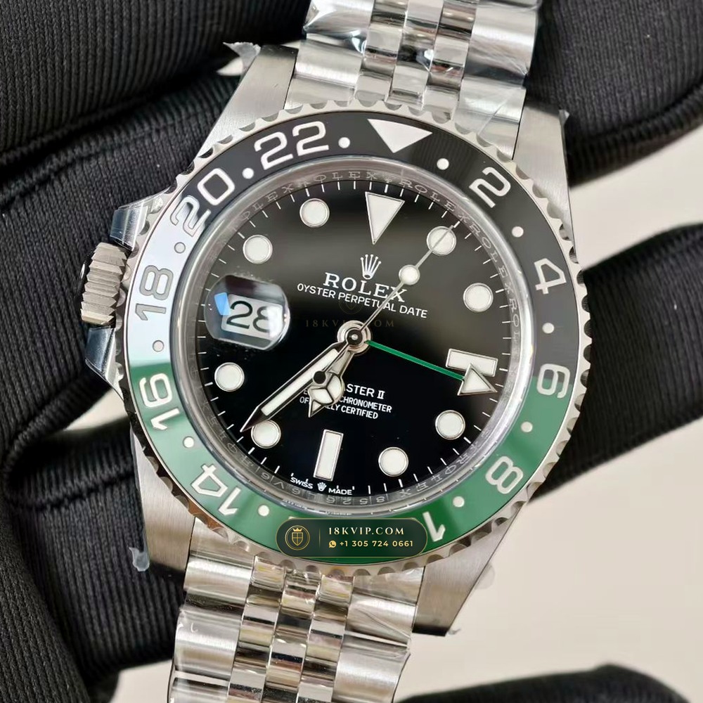 Rolex GMT-Master II Sprite Left-Handed Green & Black Ref. 126720VTNR — Private Vault Edition — Studio Gallery Plate III in 904L Stainless Steel Custom Architecture (143.9g Verified Mass, Rolex Manufacture Cal. 3285 - 70h Power Reserve)