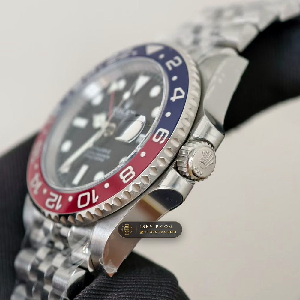 Rolex GMT-Master II Pepsi Red & Blue Cerachrom Deep Crystal Optics Ref. 126710BLRO — Private Vault Edition — Studio Gallery Plate IV in 904L Stainless Steel Custom Architecture (143.3g Verified Mass, Rolex Manufacture Cal. 3285 - 70h Power Reserve)