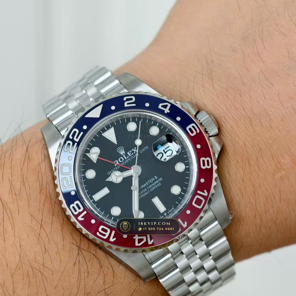 Rolex GMT-Master II Pepsi Red & Blue Cerachrom Deep Crystal Optics Ref. 126710BLRO — Private Vault Edition — Studio Gallery Plate VIII in 904L Stainless Steel Custom Architecture (143.3g Verified Mass, Rolex Manufacture Cal. 3285 - 70h Power Reserve)