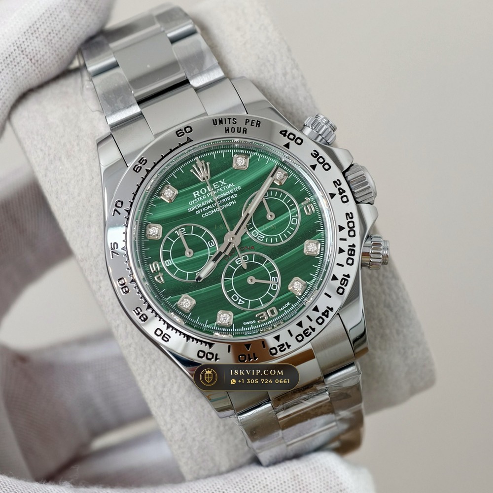 Rolex Cosmograph Daytona Malachite Stone Dial 18K White Gold Ref. 126509 — Private Vault Edition — Studio Gallery Plate II in 18K White Gold Au750 (216.1g Verified Mass, Rolex Manufacture Cal. 4131 - 72h Power Reserve)