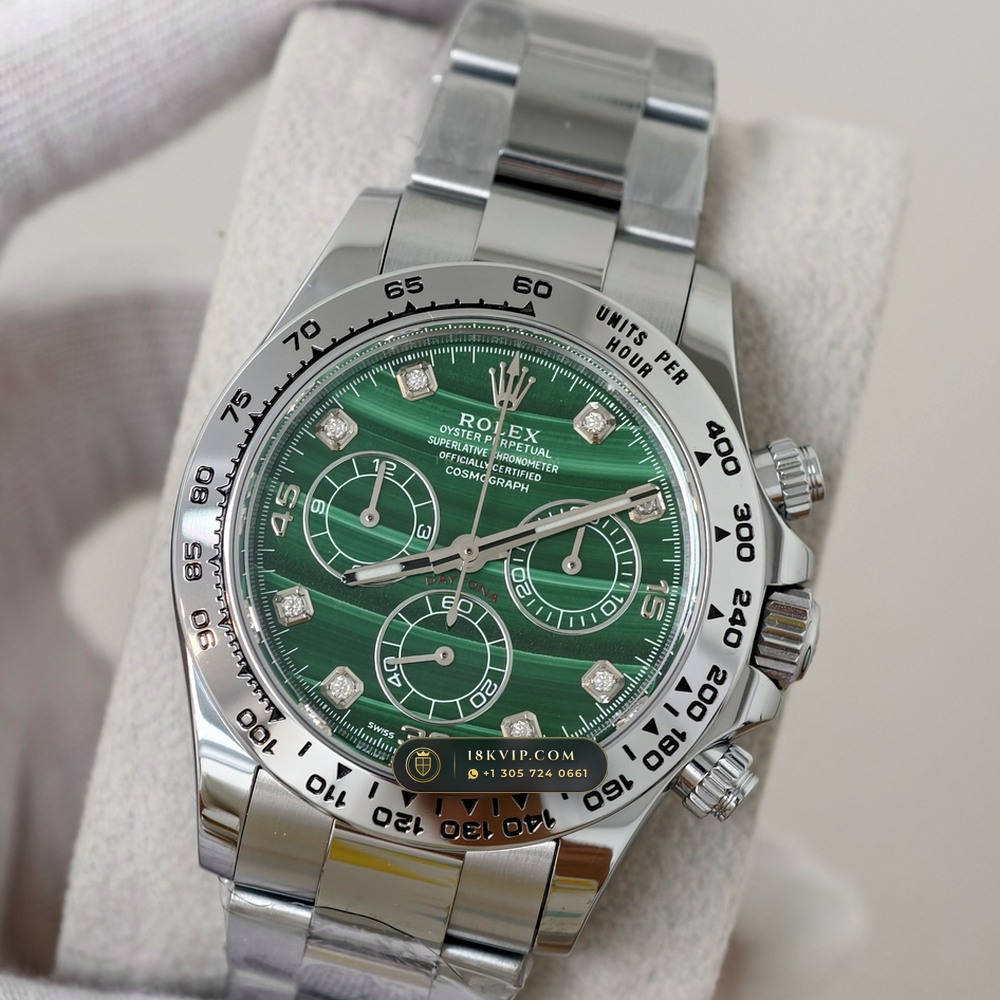 Rolex Cosmograph Daytona Malachite Stone Dial 18K White Gold Ref. 126509 — Private Vault Edition — Studio Gallery Plate III in 18K White Gold Au750 (216.1g Verified Mass, Rolex Manufacture Cal. 4131 - 72h Power Reserve)