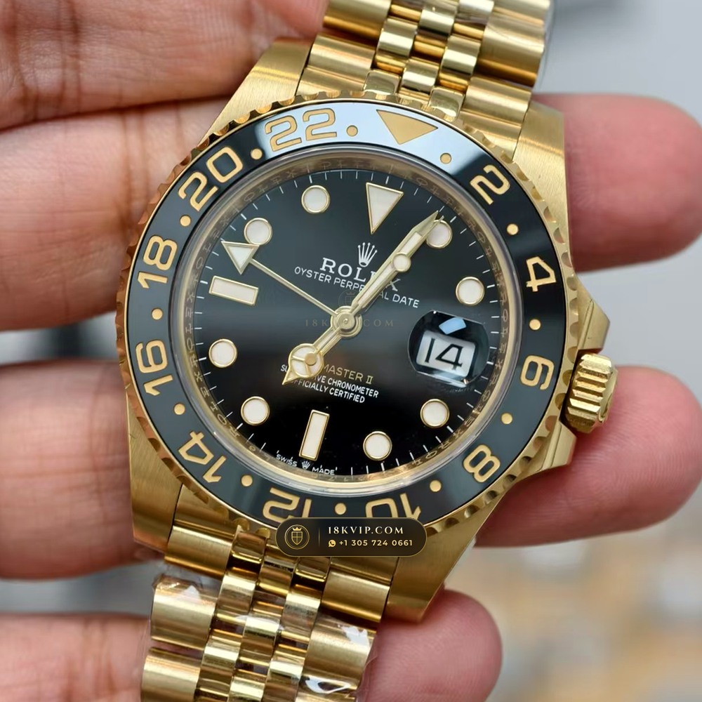 Rolex GMT-Master II Guinness / Zombie Grey & Black Cerachrom 18K Yellow Gold Ref. 126718GRNR — Private Vault Edition — Studio Gallery Plate III in 18K Yellow Gold Au750 (225.8g Verified Mass, Rolex Manufacture Cal. 3285 - 70h Power Reserve)