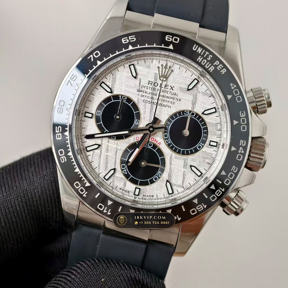 Rolex Cosmograph Daytona Gibeon Meteorite Dial 18K White Gold Hand-Finished Buff Dial Deep Crystal Optics Ref. 126519 — Private Vault Edition — Studio Gallery Plate III in 18K White Gold Au750 (160.3g Verified Mass, Rolex Manufacture Cal. 4131 - 72h Power Reserve)