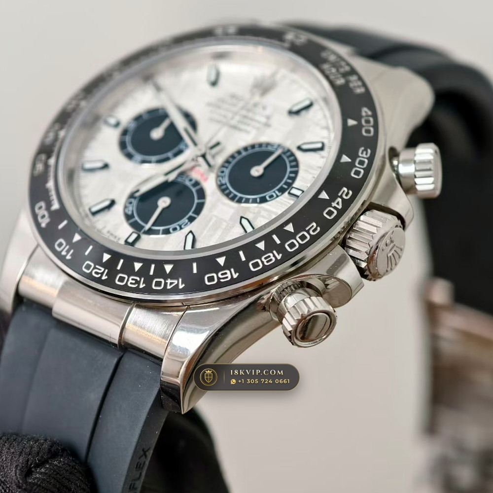 Rolex Cosmograph Daytona Gibeon Meteorite Dial 18K White Gold Hand-Finished Buff Dial Deep Crystal Optics Ref. 126519 — Private Vault Edition — Studio Gallery Plate IV in 18K White Gold Au750 (160.3g Verified Mass, Rolex Manufacture Cal. 4131 - 72h Power Reserve)