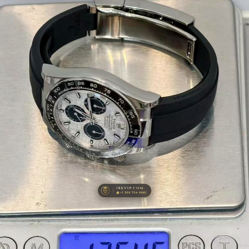 Rolex Cosmograph Daytona Gibeon Meteorite Dial 18K White Gold Hand-Finished Buff Dial Deep Crystal Optics Ref. 126519 — Private Vault Edition — Studio Gallery Plate VIII in 18K White Gold Au750 (160.3g Verified Mass, Rolex Manufacture Cal. 4131 - 72h Power Reserve)