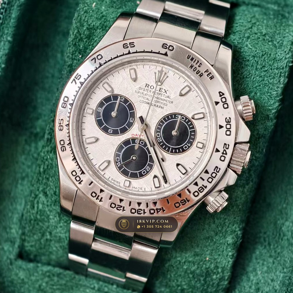 Rolex Cosmograph Daytona Gibeon Meteorite Dial 18K White Gold Hand-Finished Buff Dial 5-Axis CNC Case Ref. 116509 — Private Vault Edition — Studio Gallery Plate II in 18K White Gold Au750 (216.1g Verified Mass, Rolex Manufacture Cal. 4130 - 72h Power Reserve)