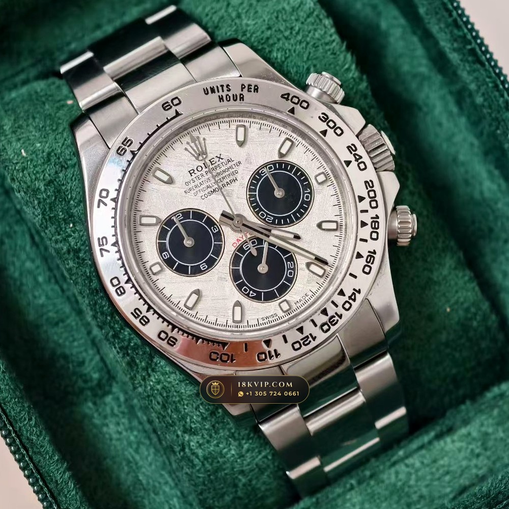 Rolex Cosmograph Daytona Gibeon Meteorite Dial 18K White Gold Hand-Finished Buff Dial 5-Axis CNC Case Ref. 116509 — Private Vault Edition — Studio Gallery Plate III in 18K White Gold Au750 (216.1g Verified Mass, Rolex Manufacture Cal. 4130 - 72h Power Reserve)