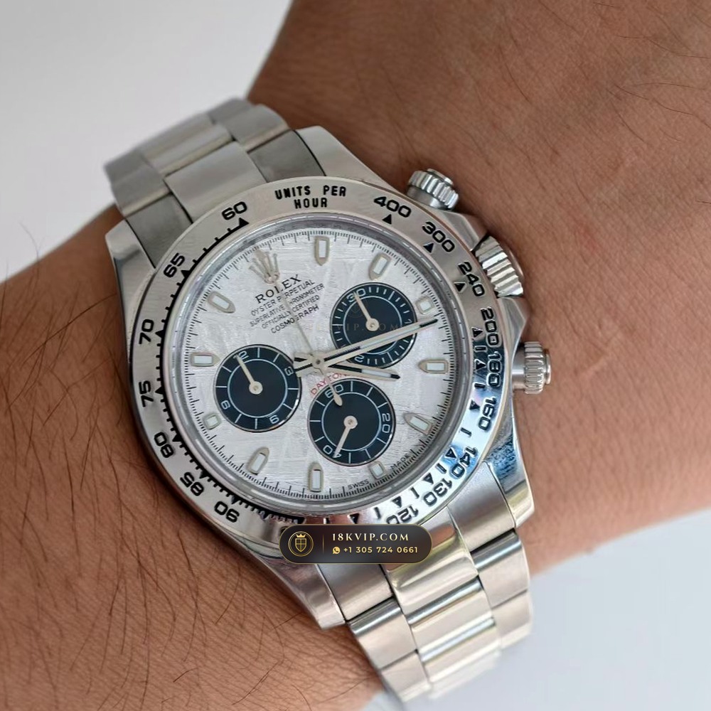 Rolex Cosmograph Daytona Gibeon Meteorite Dial 18K White Gold Hand-Finished Buff Dial 5-Axis CNC Case Ref. 116509 — Private Vault Edition — Studio Gallery Plate VII in 18K White Gold Au750 (216.1g Verified Mass, Rolex Manufacture Cal. 4130 - 72h Power Reserve)