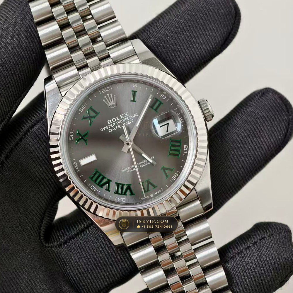 Rolex Datejust 41 Wimbledon Slate Roman Dial Ref. 126334 — Private Vault Edition — Studio Gallery Plate II in 904L Stainless Steel Custom Architecture (136.6g Verified Mass, Rolex Manufacture Cal. 3235 - 70h Power Reserve)