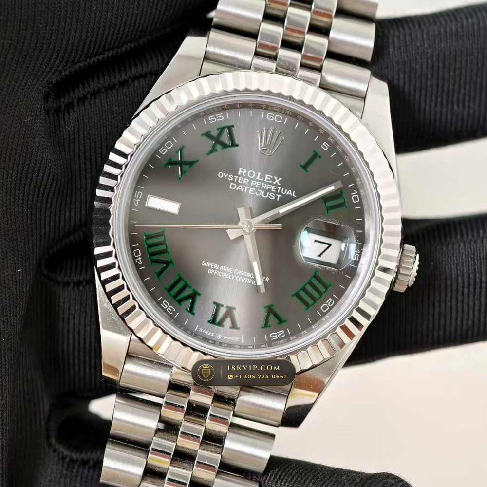 Rolex Datejust 41 Wimbledon Slate Roman Dial Ref. 126334 — Private Vault Edition — Studio Gallery Plate III in 904L Stainless Steel Custom Architecture (136.6g Verified Mass, Rolex Manufacture Cal. 3235 - 70h Power Reserve)