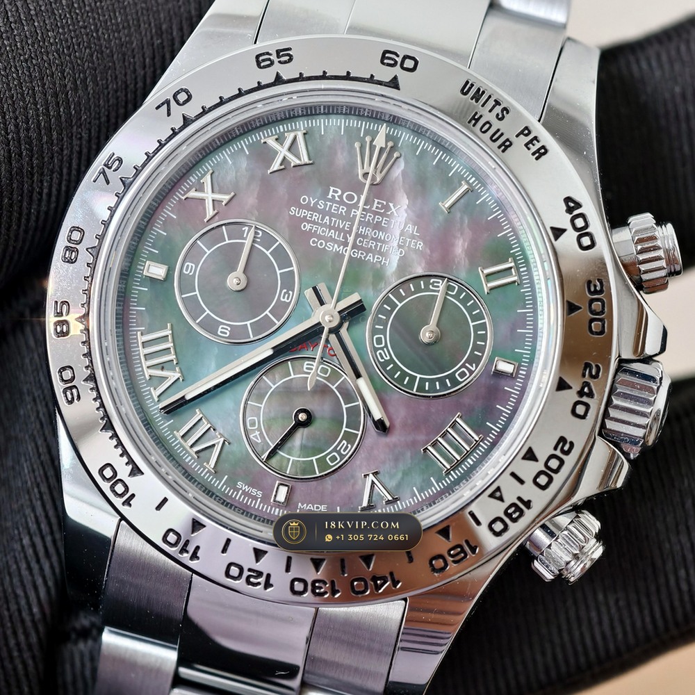 Rolex Cosmograph Daytona Tahitian Mother-of-Pearl Dial 18K White Gold Ref. 126509 — Private Vault Edition — Studio Gallery Plate II in 18K White Gold Au750 (216.7g Verified Mass, Rolex Manufacture Cal. 4131 - 72h Power Reserve)