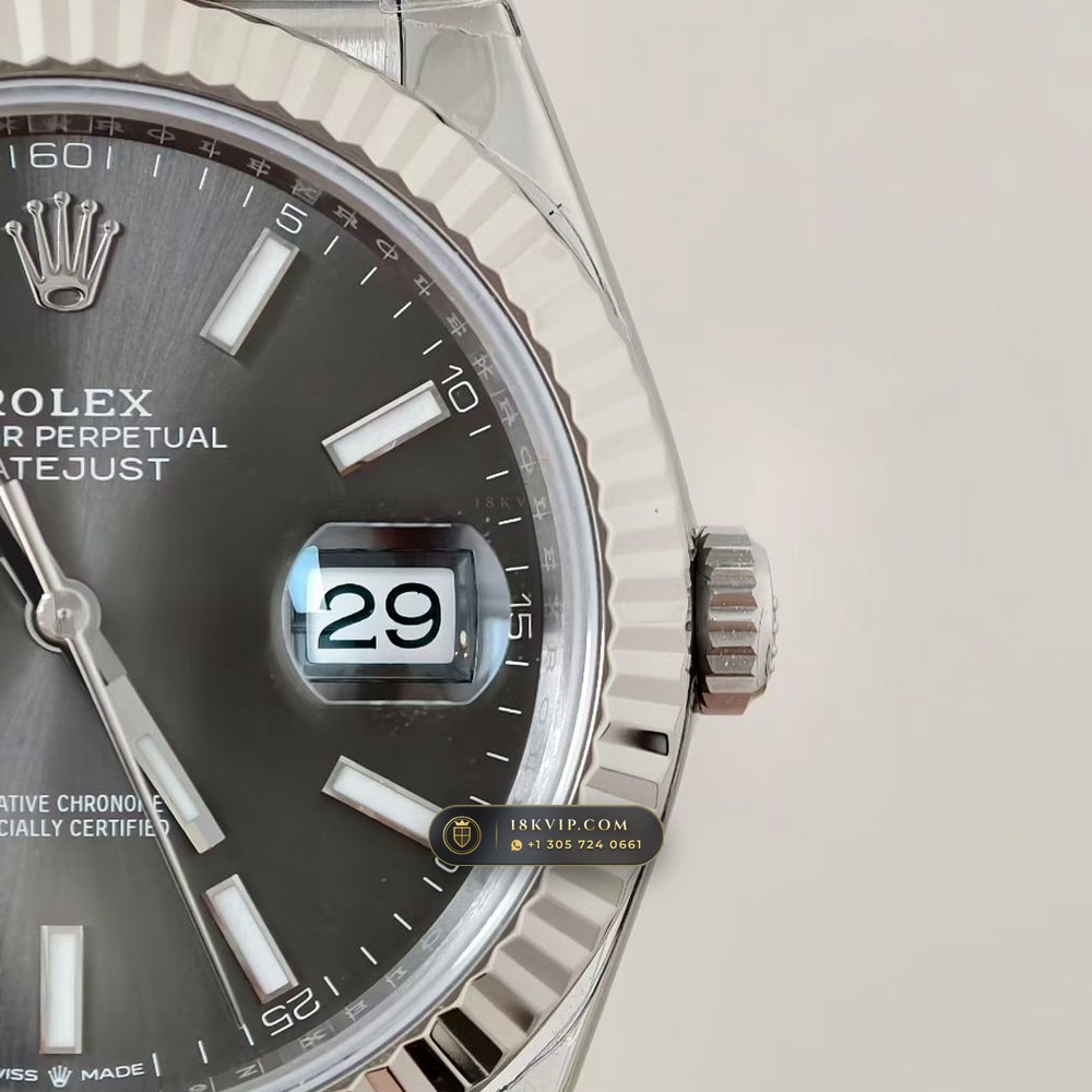 Rolex Datejust 41 Fluted 18K White Gold Bezel & Sunray Dial Ref. 126334 — Private Vault Edition — Studio Gallery Plate IV in 904L Stainless Steel Custom Architecture (150.2g Verified Mass, Rolex Manufacture Cal. 3235 - 70h Power Reserve)