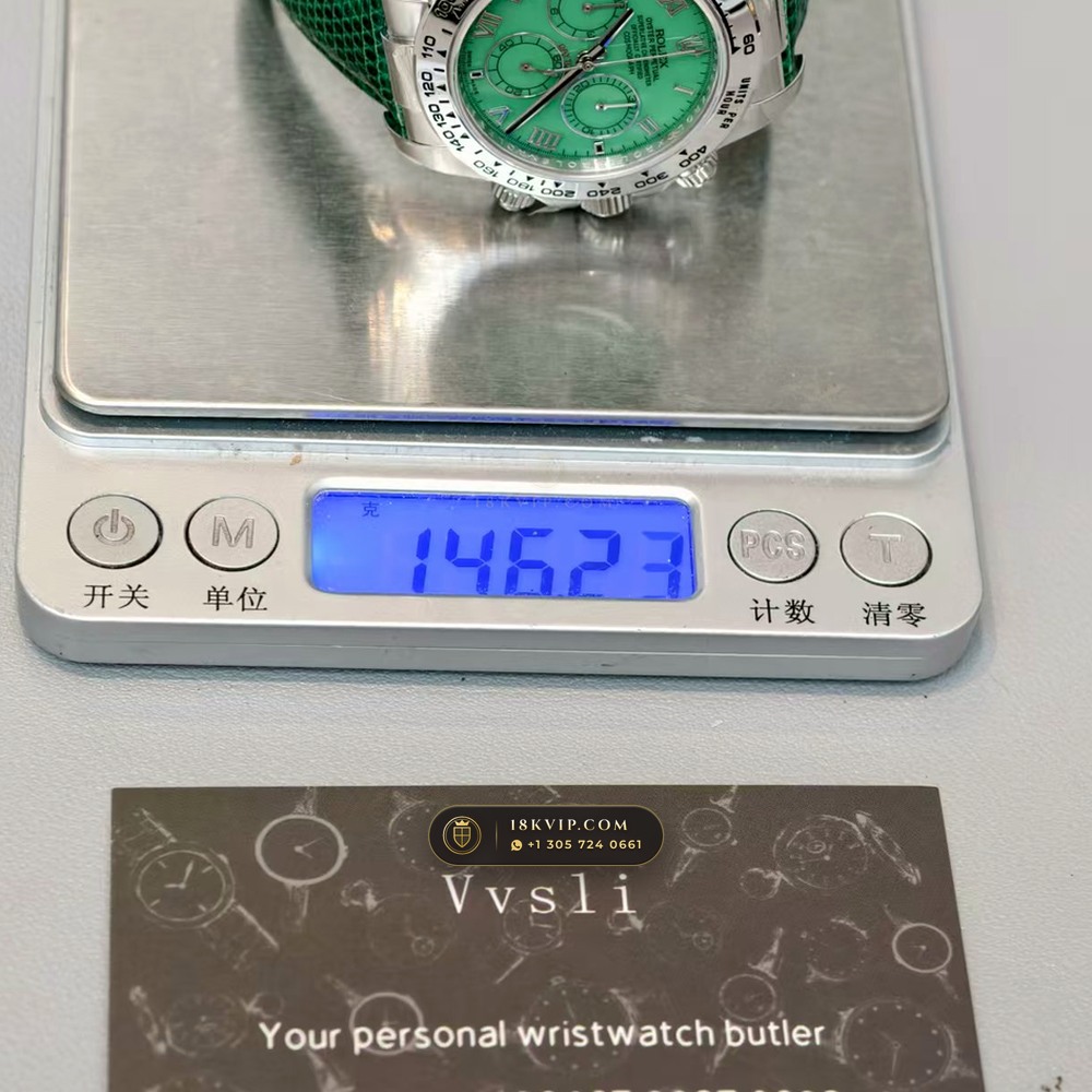 Rolex Cosmograph Daytona Beach Pink Mother-of-Pearl Strap Edition 18K White Gold Ref. 116519 — Private Vault Edition — Studio Gallery Plate X in 18K White Gold Au750 (138.4g Verified Mass, Rolex Manufacture Cal. 4130 - 72h Power Reserve)