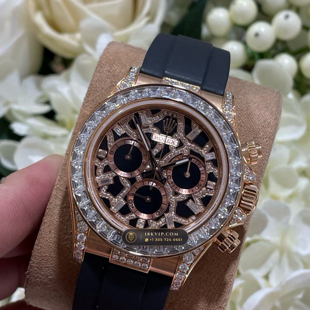 Rolex Cosmograph Daytona Giraffe Off-Catalogue Diamond Edition 18K Everose Gold Geneva Atelier Spec Ref. 126555TBR — Private Vault Edition — Studio Gallery Plate II in 18K Rose Gold Au750 (216.3g Verified Mass, Rolex Manufacture Cal. 4131 - 72h Power Reserve)
