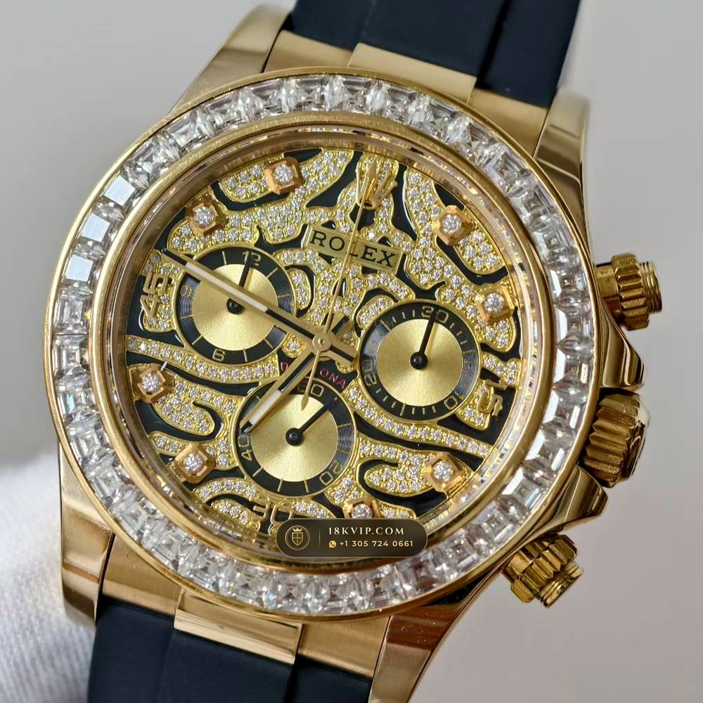 Rolex Cosmograph Daytona Diamond-Set Bezel 18K Yellow Gold Ref. 116598TBR — Private Vault Edition — Studio Gallery Plate III in 18K Yellow Gold Au750 (216.8g Verified Mass, Rolex Manufacture Cal. 4130 - 72h Power Reserve)
