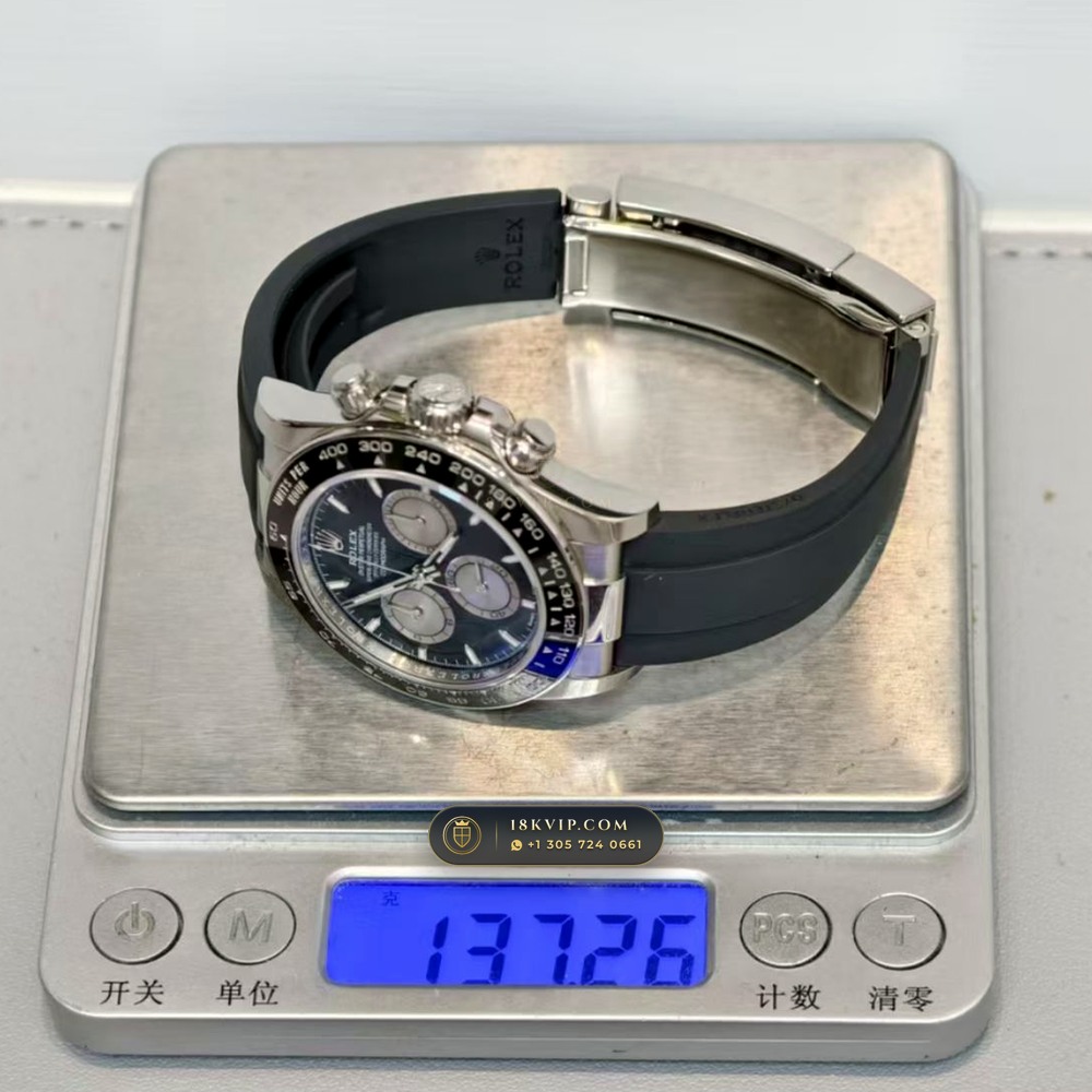 Rolex Cosmograph Daytona Ghost Sunray Grey & Black Subdials on Oysterflex 18K White Gold Ref. 126519LN — Private Vault Edition — Studio Gallery Plate IX in 18K White Gold Au750 (160.5g Verified Mass, Rolex Manufacture Cal. 4131 - 72h Power Reserve)