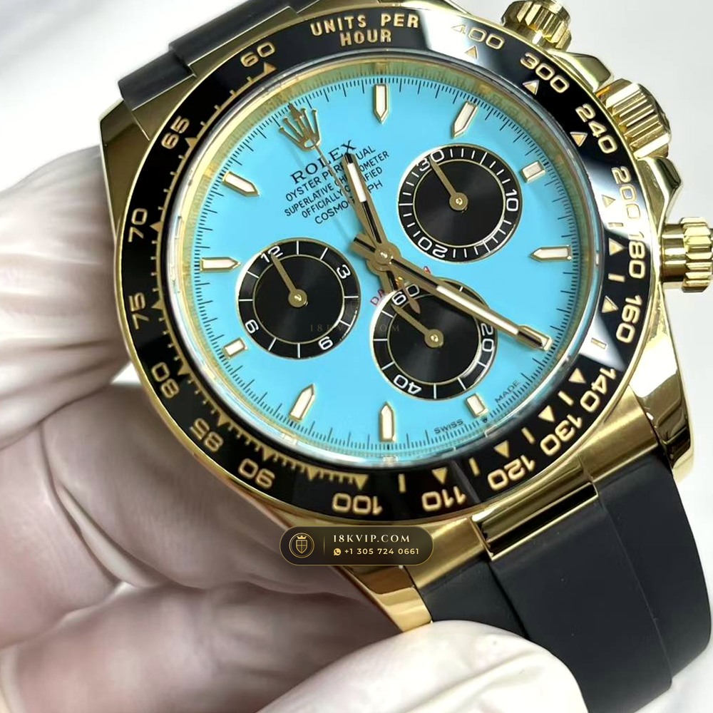 Rolex Cosmograph Daytona Tiffany Blue Dial 18K Yellow Gold Ref. 126518 — Private Vault Edition — Studio Gallery Plate II in 18K Yellow Gold Au750 (160.1g Verified Mass, Rolex Manufacture Cal. 4131 - 72h Power Reserve)