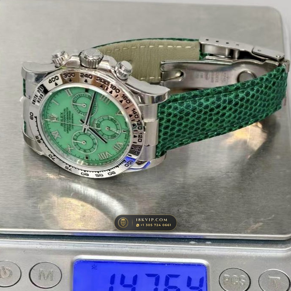 Rolex Cosmograph Daytona Beach Pastel Lizard Strap Collector Edition 18K White Gold Ref. 116519 — Private Vault Edition — Studio Gallery Plate IX in 18K White Gold Au750 (138.6g Verified Mass, Rolex Manufacture Cal. 4130 - 72h Power Reserve)