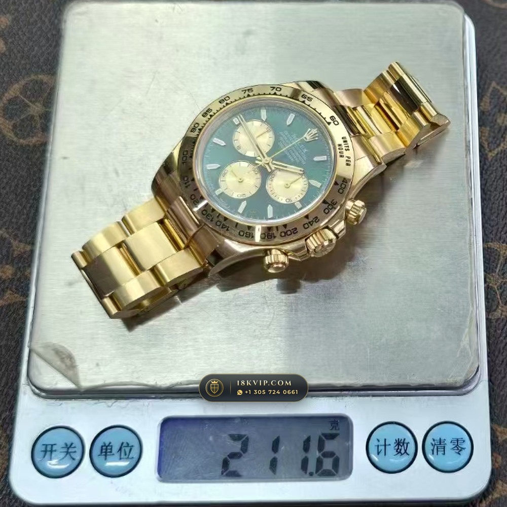 Rolex Cosmograph Daytona John Mayer Emerald Dial 18K Yellow Gold 5-Axis CNC Case Ref. 126508 — Private Vault Edition — Studio Gallery Plate VIII in 18K Yellow Gold Au750 (216.2g Verified Mass, Rolex Manufacture Cal. 4131 - 72h Power Reserve)