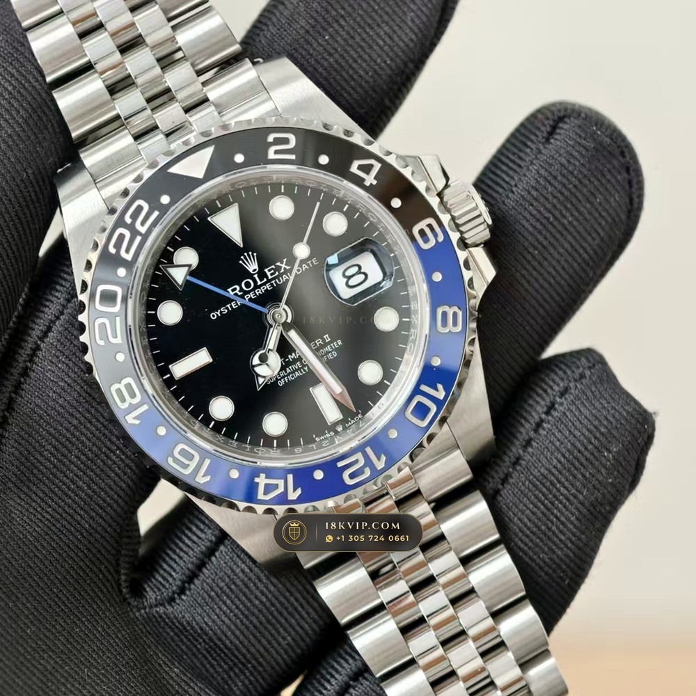 Rolex GMT-Master II Batgirl Blue & Black Jubilee Deep Crystal Optics Ref. 126710BLNR — Private Vault Edition — Studio Gallery Plate III in 904L Stainless Steel Custom Architecture (143.3g Verified Mass, Rolex Manufacture Cal. 3285 - 70h Power Reserve)