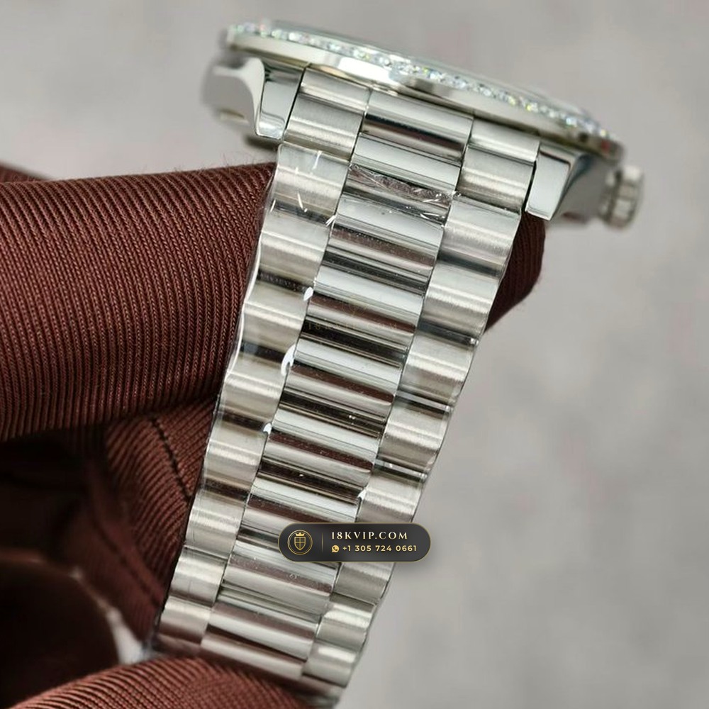 Rolex Day-Date 40 Mother-of-Pearl Dial & Diamond Bezel 18K White Gold Ref. 228349RBR — Private Vault Edition — Studio Gallery Plate IV in 18K White Gold Au750 (210.8g Verified Mass, Rolex Manufacture Cal. 3255 - 70h Power Reserve)