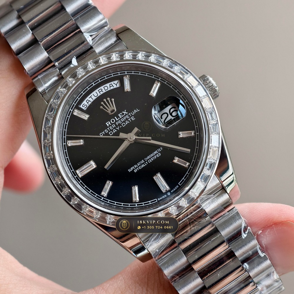 Rolex Day-Date 40 Diamond-Set Bezel 950 Platinum Ref. 228396TBR — Private Vault Edition — Studio Gallery Plate II in 950 Platinum Pt950 (280.6g Verified Mass, Rolex Manufacture Cal. 3255 - 70h Power Reserve)