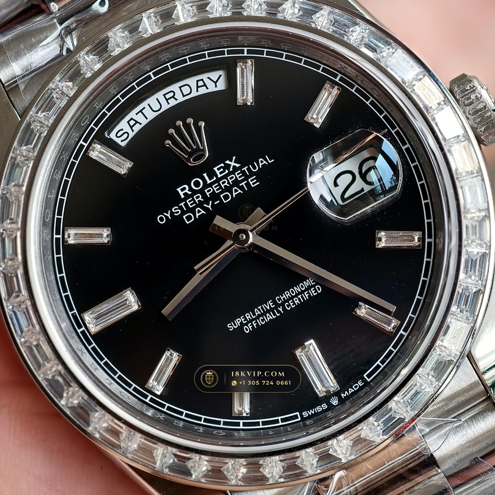 Rolex Day-Date 40 Diamond-Set Bezel 950 Platinum Ref. 228396TBR — Private Vault Edition — Studio Gallery Plate V in 950 Platinum Pt950 (280.6g Verified Mass, Rolex Manufacture Cal. 3255 - 70h Power Reserve)