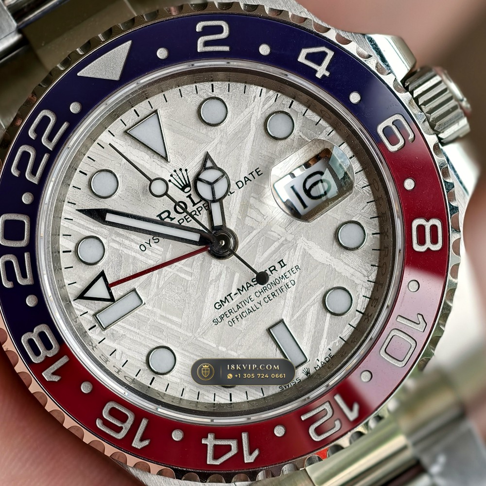 Rolex GMT-Master II Gibeon Meteorite Dial 18K White Gold Ref. 126719BLRO — Private Vault Edition — Studio Gallery Plate IV in 18K White Gold Au750 (217.0g Verified Mass, Rolex Manufacture Cal. 3285 - 70h Power Reserve)