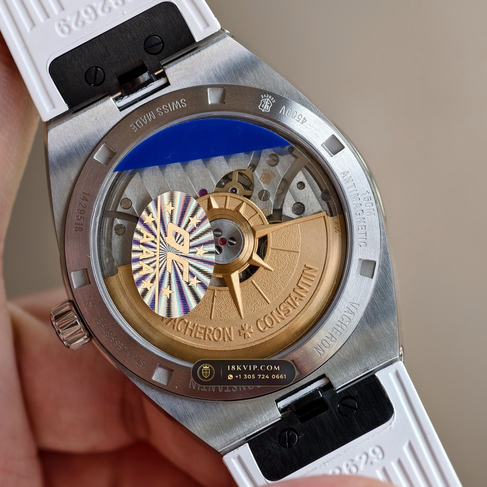 Vacheron Constantin Overseas Self-Winding 41mm Baguette Sapphire Bezel 18K White Gold Ref. 4500V/110G-B705 — Private Vault Edition — Studio Gallery Plate VIII in 18K White Gold Au750 (188.3g Verified Mass, Vacheron Constantin Cal. 5100 - 22K Gold Maltese Rotor)