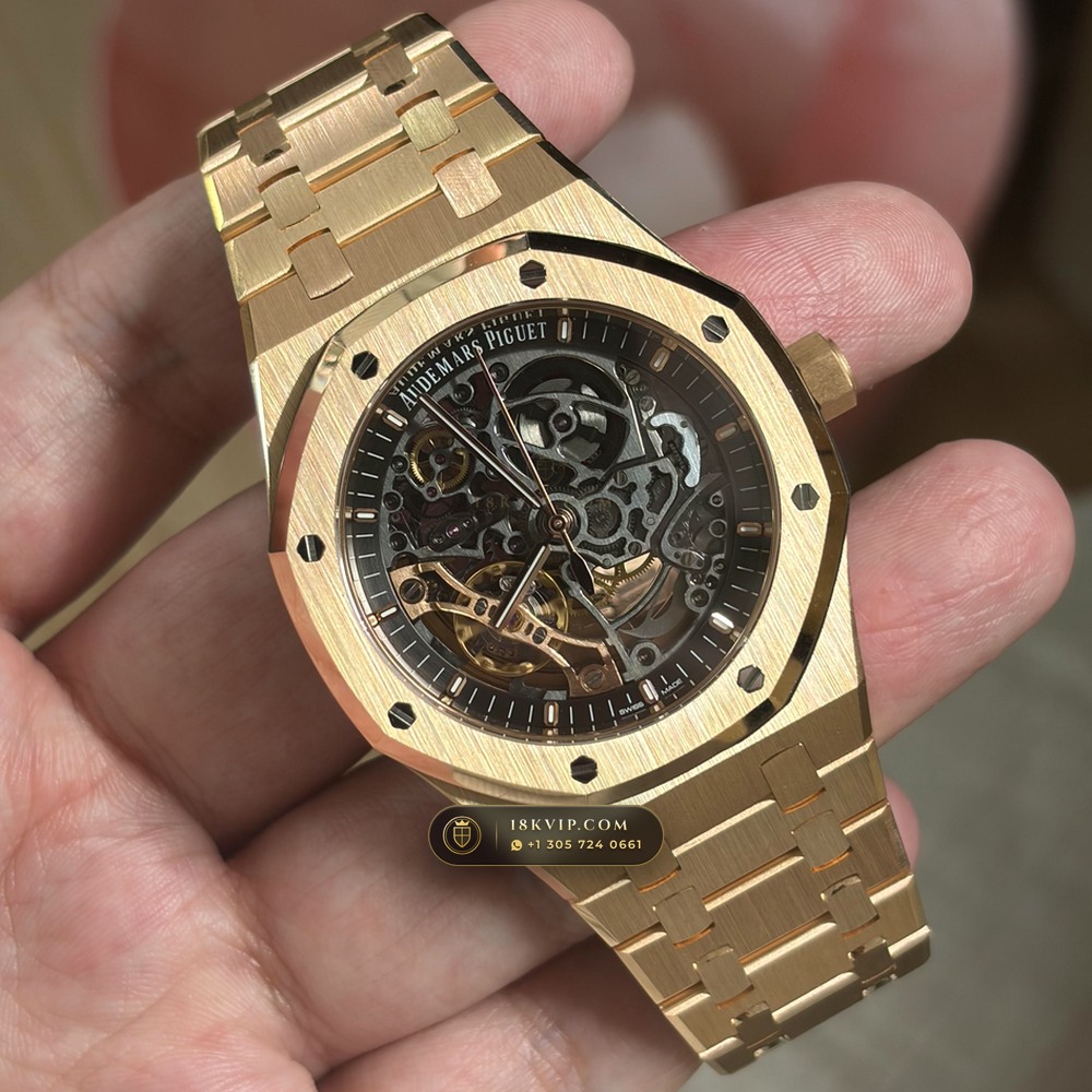 Audemars Piguet Royal Oak Double Balance Wheel Openworked 41mm 18K Rose Gold Ref. 15407OR.OO.1220OR.01 (Ref. 15407OR.OO.1220OR.01) — Verified Mass 224.8g — Optical Macro Plate 2 (How Does the Double Balance Wheel Architecture Work in Ref. 15407OR?)